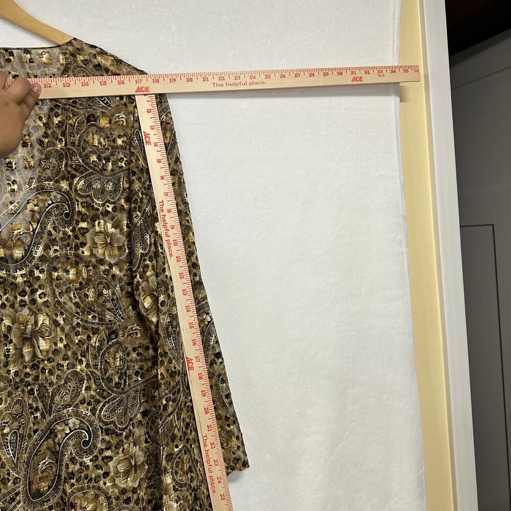 Vintage Maggie Barnes‎ Paisley Animal Print Clipdot Brown Flowy Cardigan Tied - Picture 8 of 9